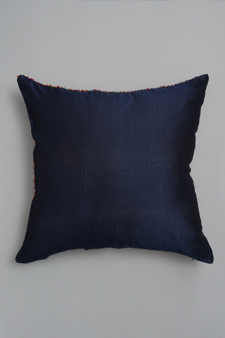 Navy French Knot Silk Cushion Cover