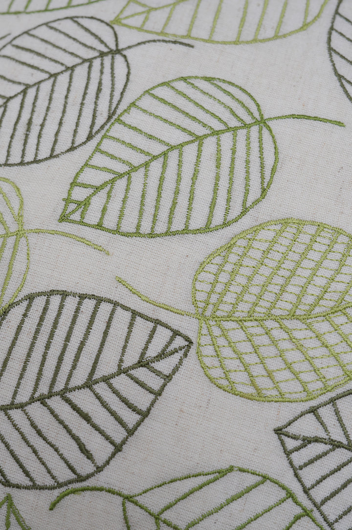 Leaf Embroidered Cushion Cover