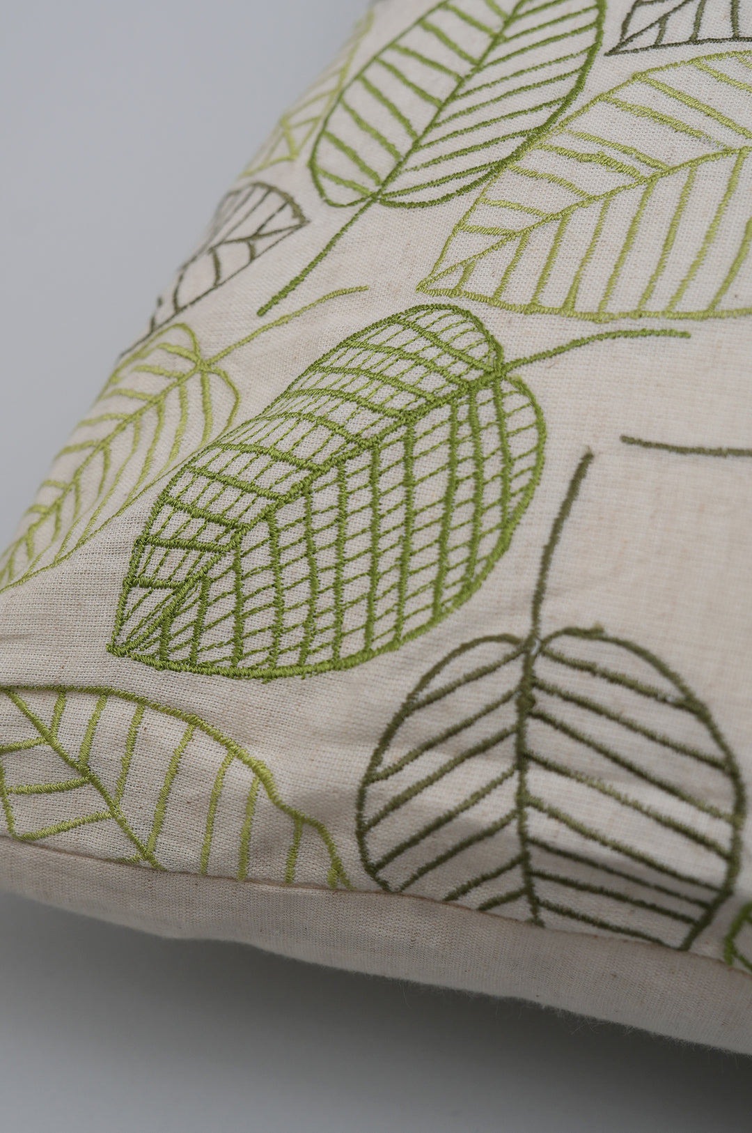 Leaf Embroidered Cushion Cover