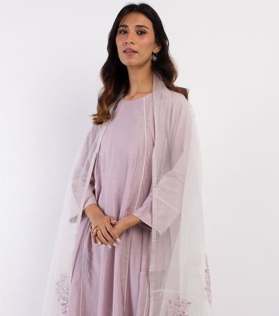 Natural Embroidered Organza Dupatta