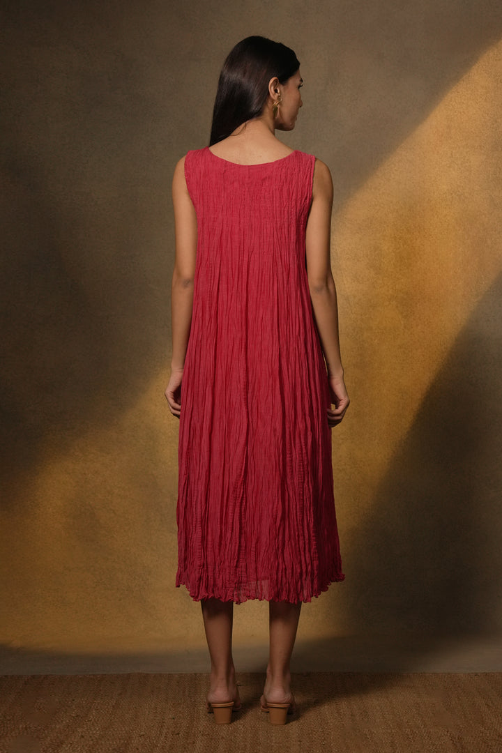 Magenta Embroidered Chanderi Cape with Slip