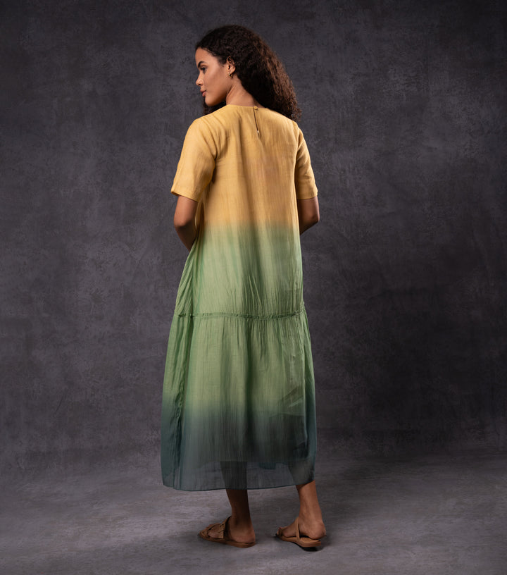 Yellow & Green Ombre Tiered Dress