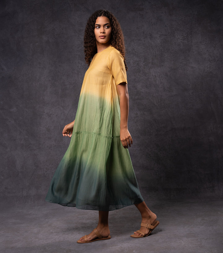 Yellow & Green Ombre Tiered Dress