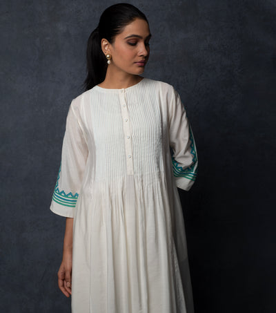 Ivory Patch Work Embroidered Chanderi Kurta & Palazzo Pants set