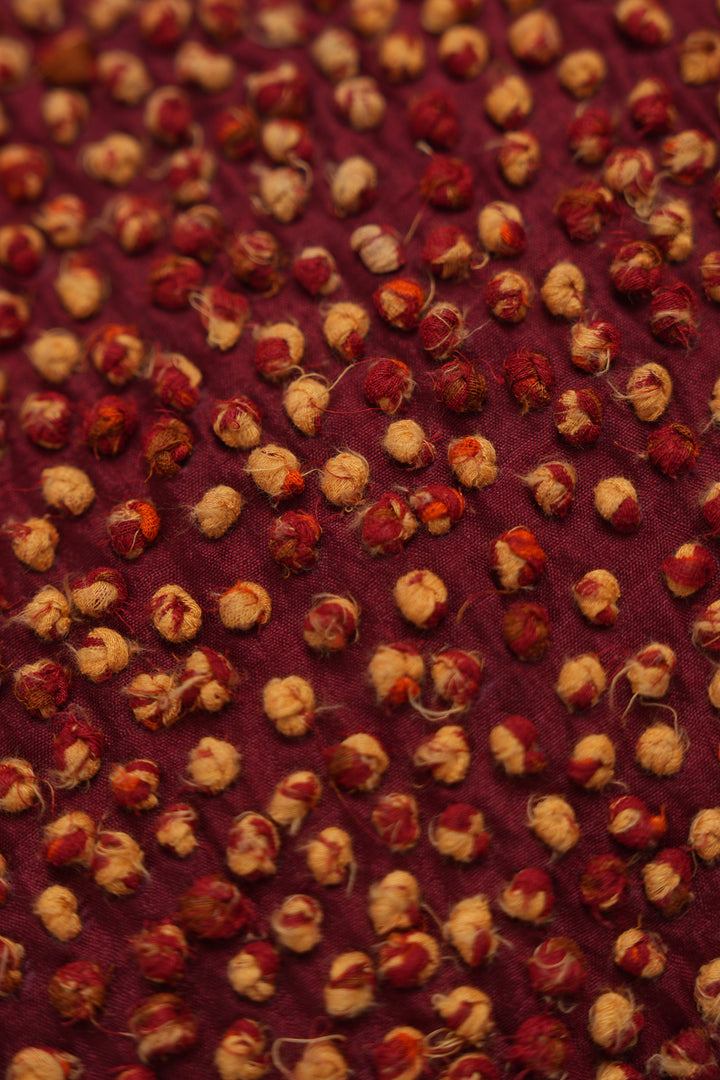 Maroon French Knot Silk Cushion Cover