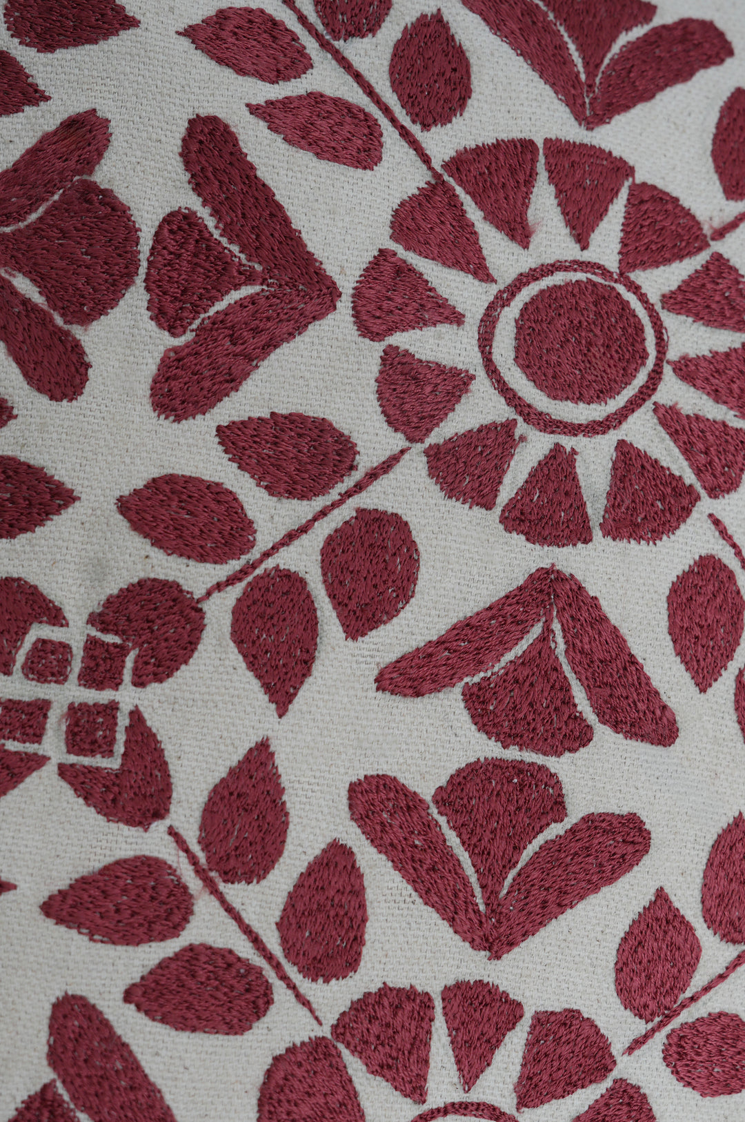 Maroon Floral Embroidered Cushion Cover