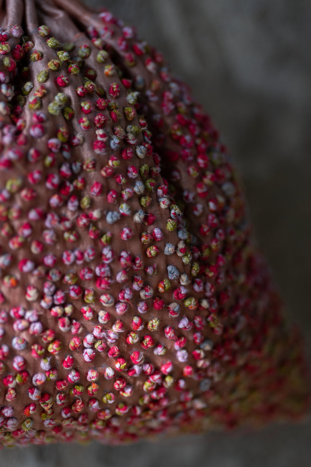 Red Silk French Knot Potli