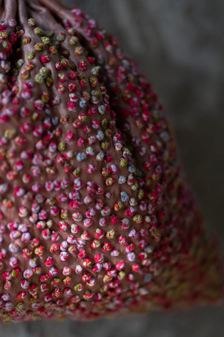 Red Silk French Knot Potli