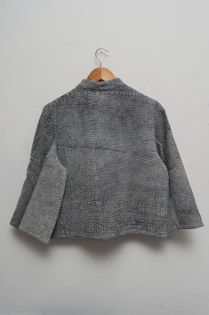 Grey Wave Cotton Kantha Jacket