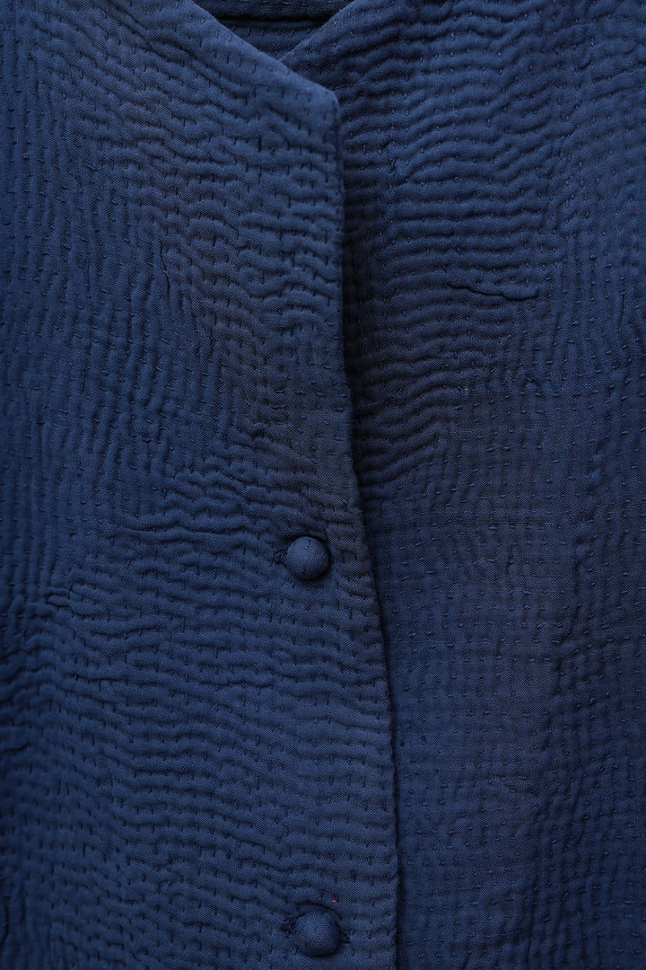 Navy Blue Vintage Cotton Kantha Jacket