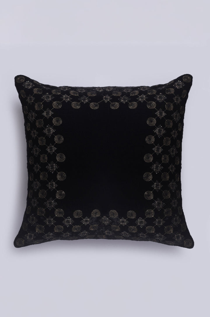 Liner Jaal Black Velvet Cushion Cover