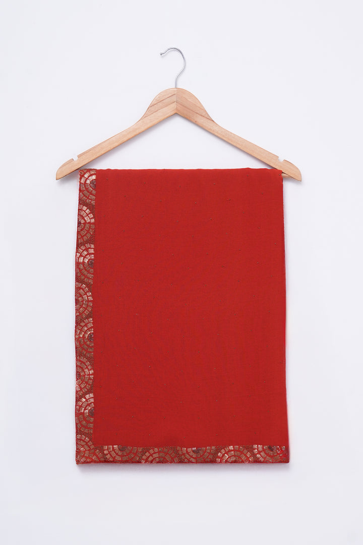 Red Embroidered Silk Georgette Saree
