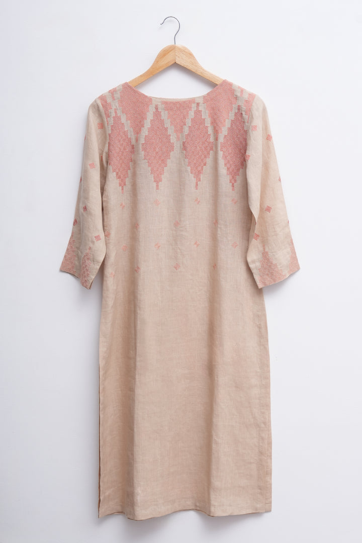 Beige Embroidered Kurta
