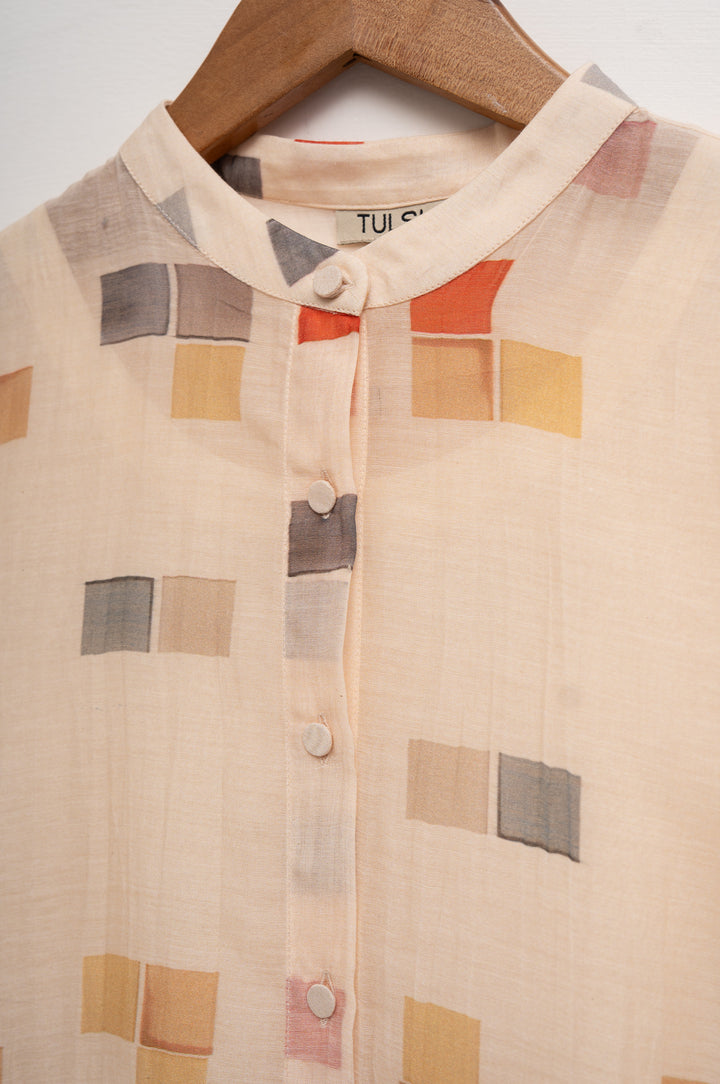 Cream Printed Chanderi Tunic