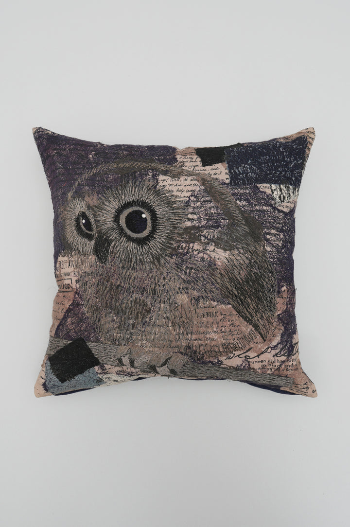 Owl Embroidered Cushion Cover