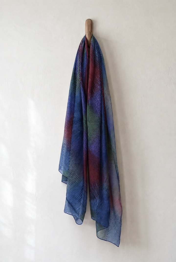 Blue & Berry Shibori Chanderi Dupatta