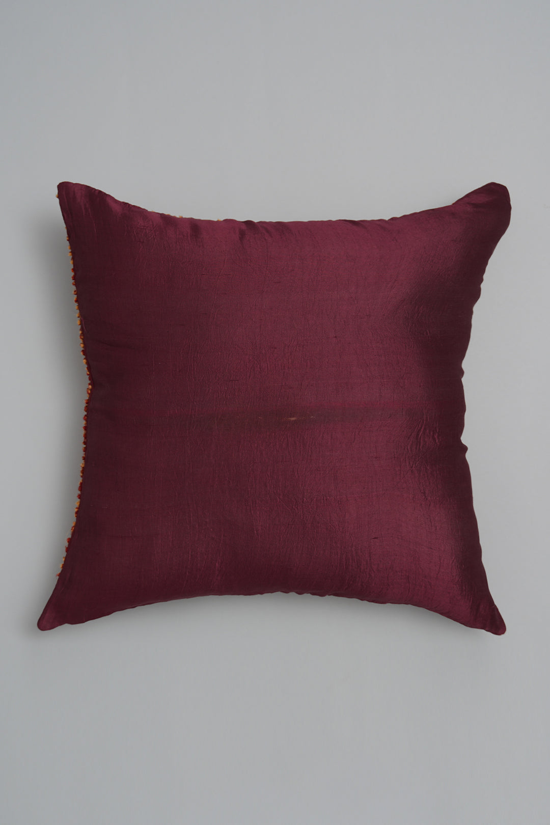 Maroon French Knot Silk Cushion Cover