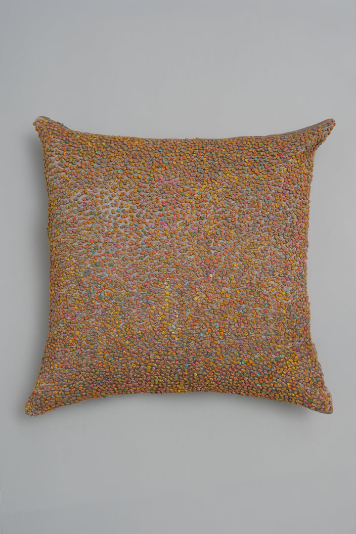 Beige French Knot Silk Cushion Cover