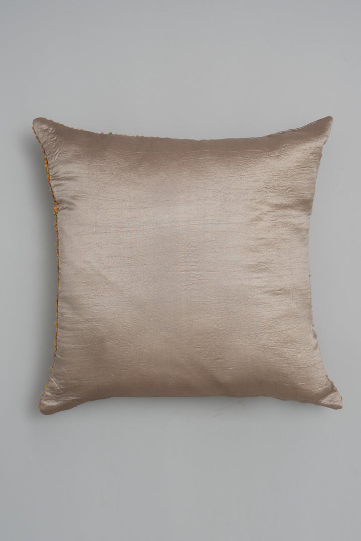 Beige French Knot Silk Cushion Cover