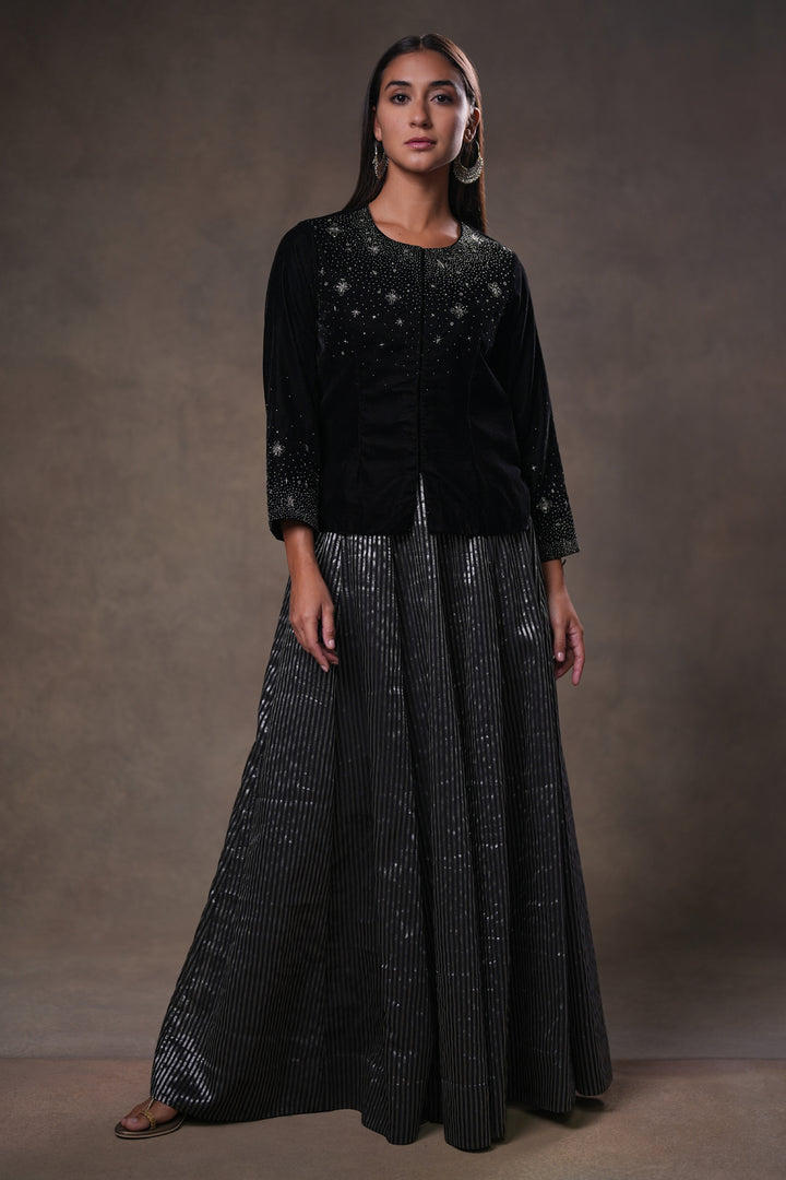 Black Grey Striped Tissue Skirt