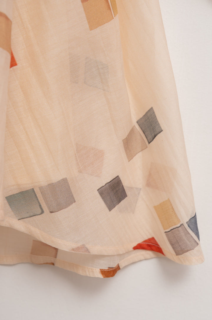 Cream Printed Chanderi Tunic