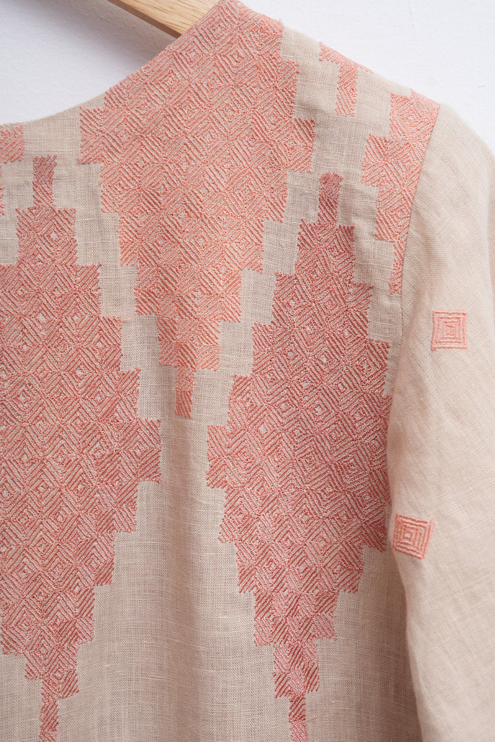 Beige Embroidered Kurta