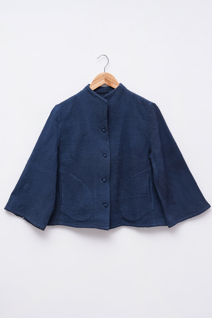 Navy Blue Vintage Cotton Kantha Jacket