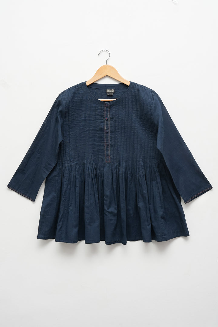 Navy Embroidered Top