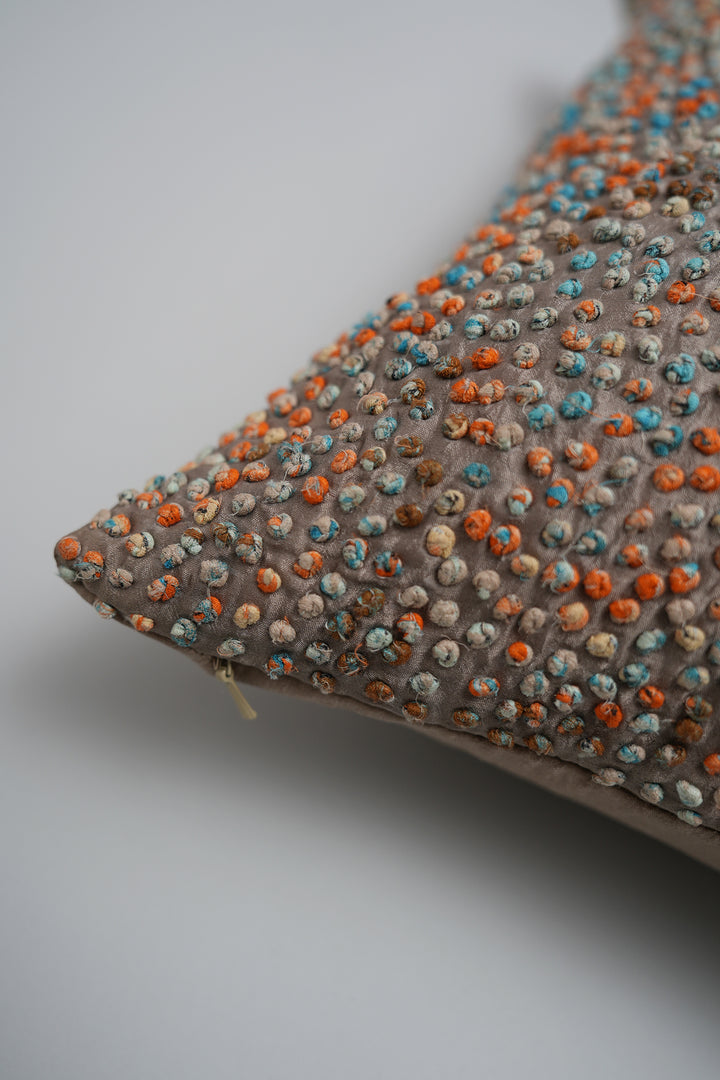 Multi Color French Knot Silk Cushion Cover