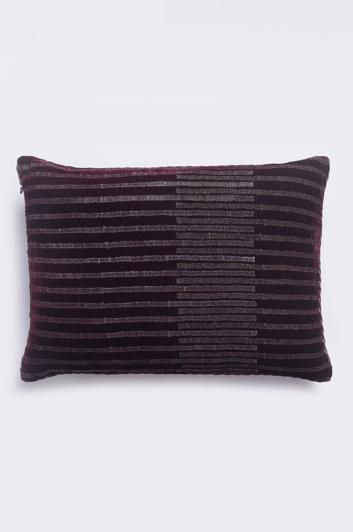 Twinkling Stripes Wine Velvet Cushion Cover