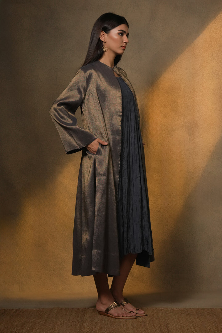 Navy Tissue Jacket with Cotton Slip