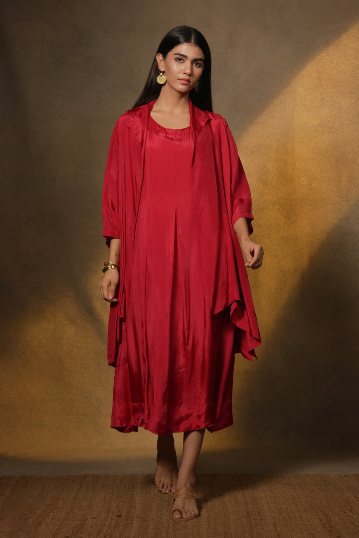 Magenta Pink Silk Jacket with Slip