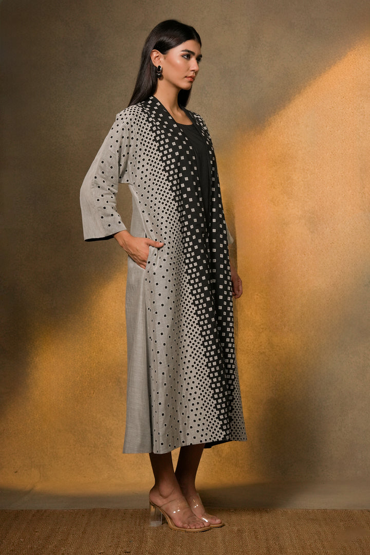 Natural Patch Work Embroidered Chanderi Cape with Cotton Slip