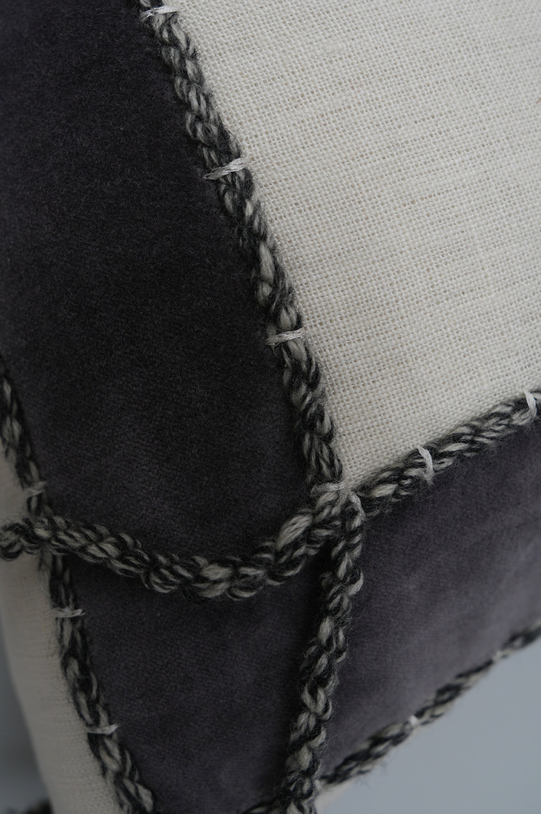 Monochrome Patch Embroidered Cushion Cover