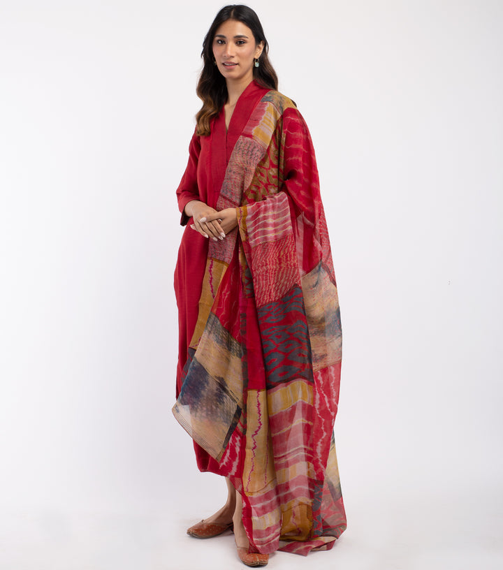 Multi Color Shibori Dye Organza Dupatta