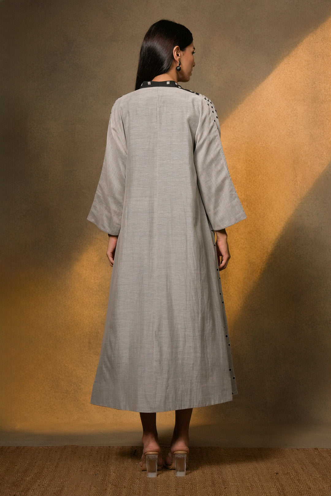 Natural Patch Work Embroidered Chanderi Cape with Cotton Slip