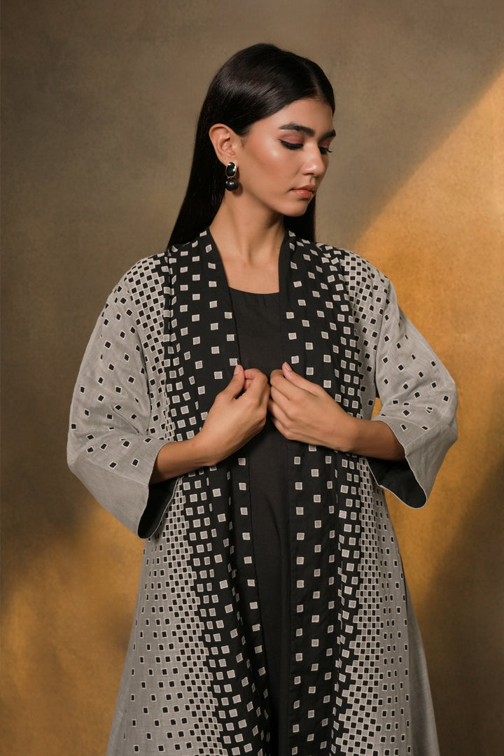 Natural Patch Work Embroidered Chanderi Cape with Cotton Slip