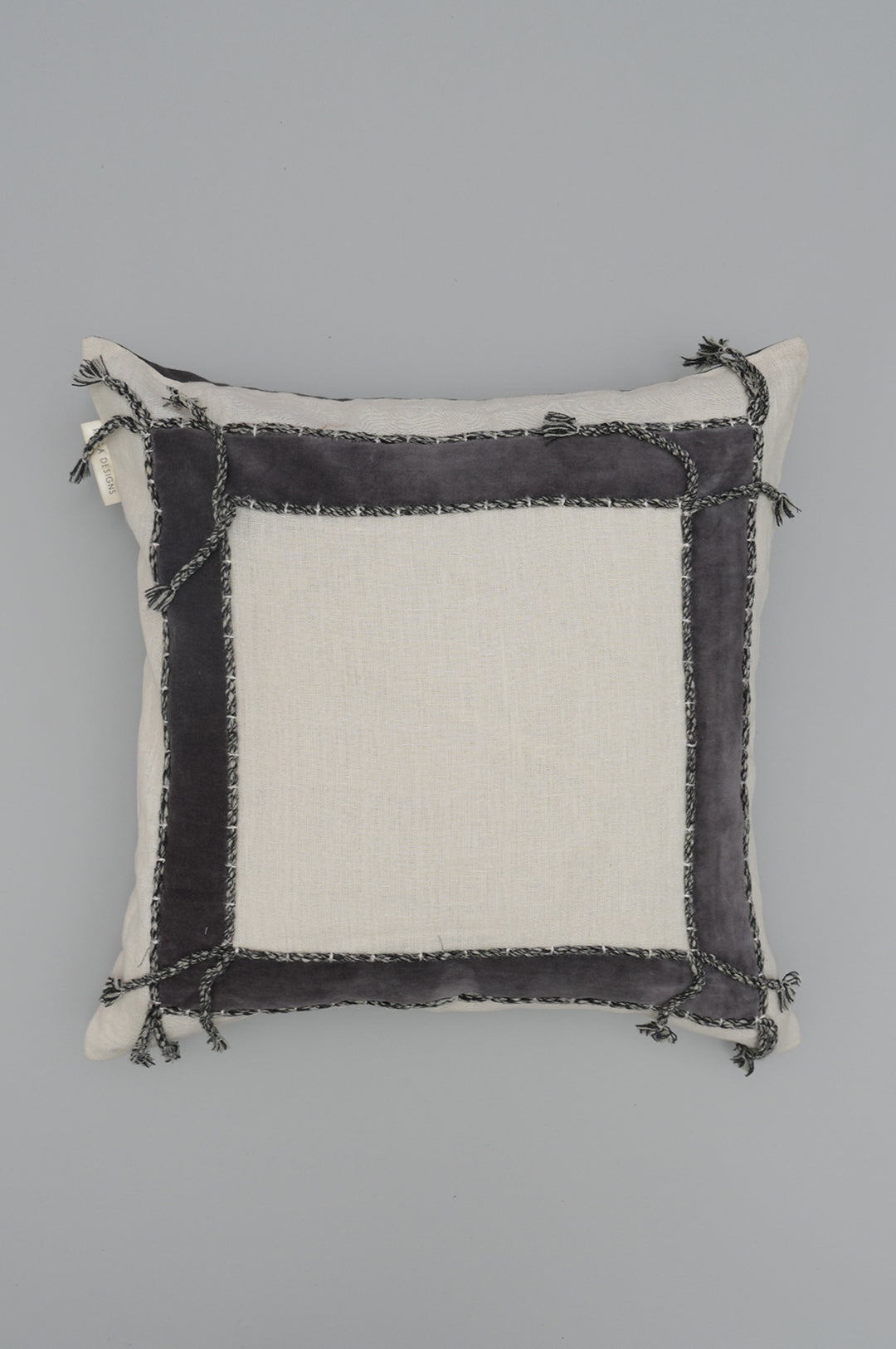 Monochrome Patch Embroidered Cushion Cover