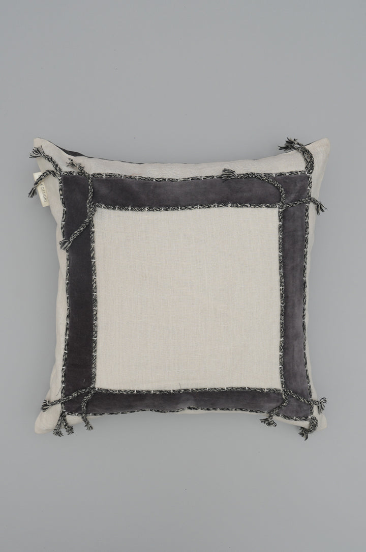 Monochrome Patch Embroidered Cushion Cover
