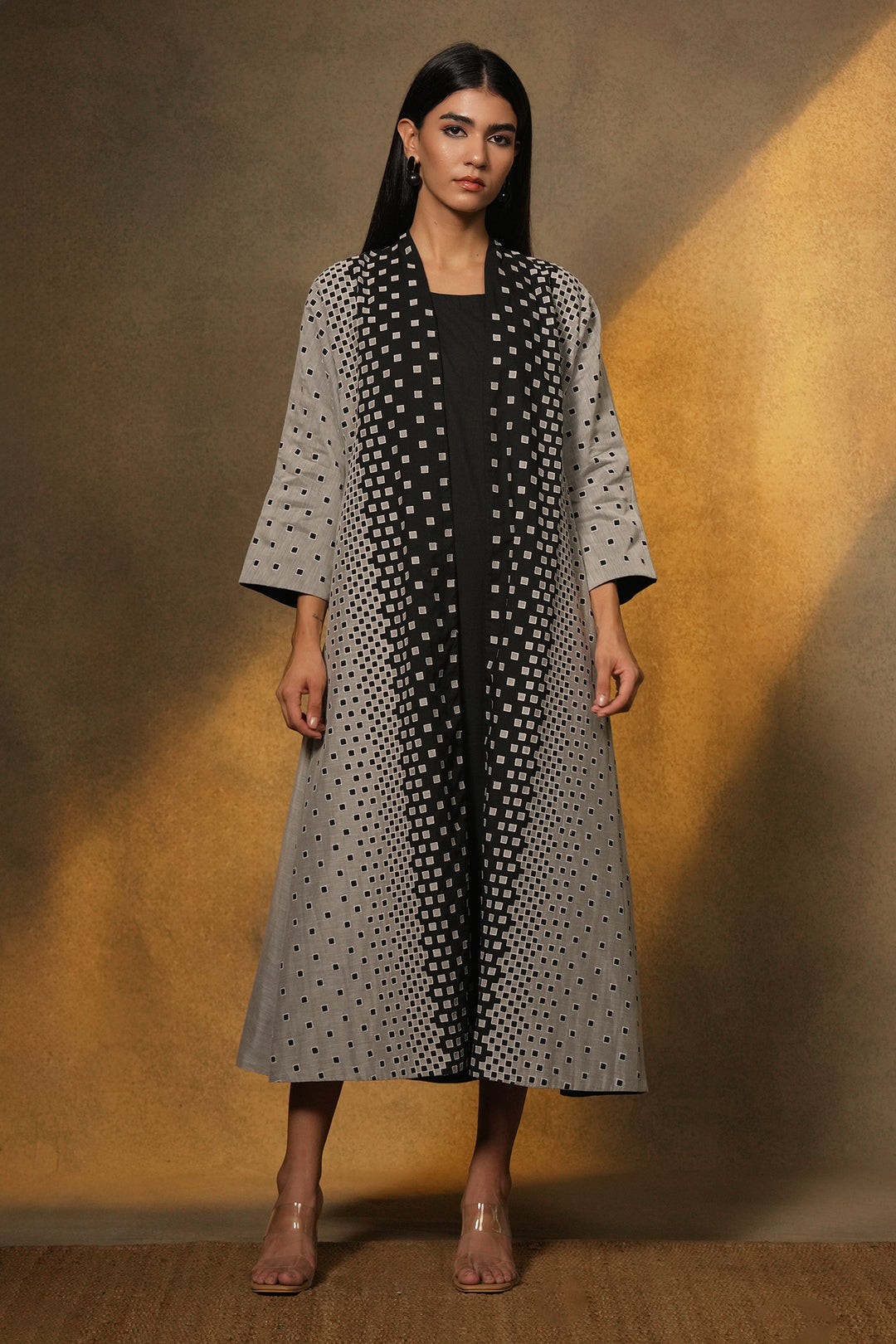 Natural Patch Work Embroidered Chanderi Cape with Cotton Slip