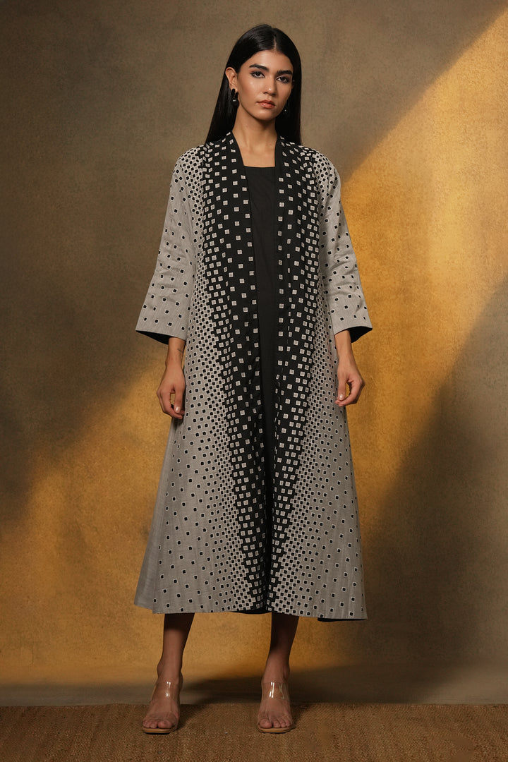 Natural Patch Work Embroidered Chanderi Cape with Cotton Slip