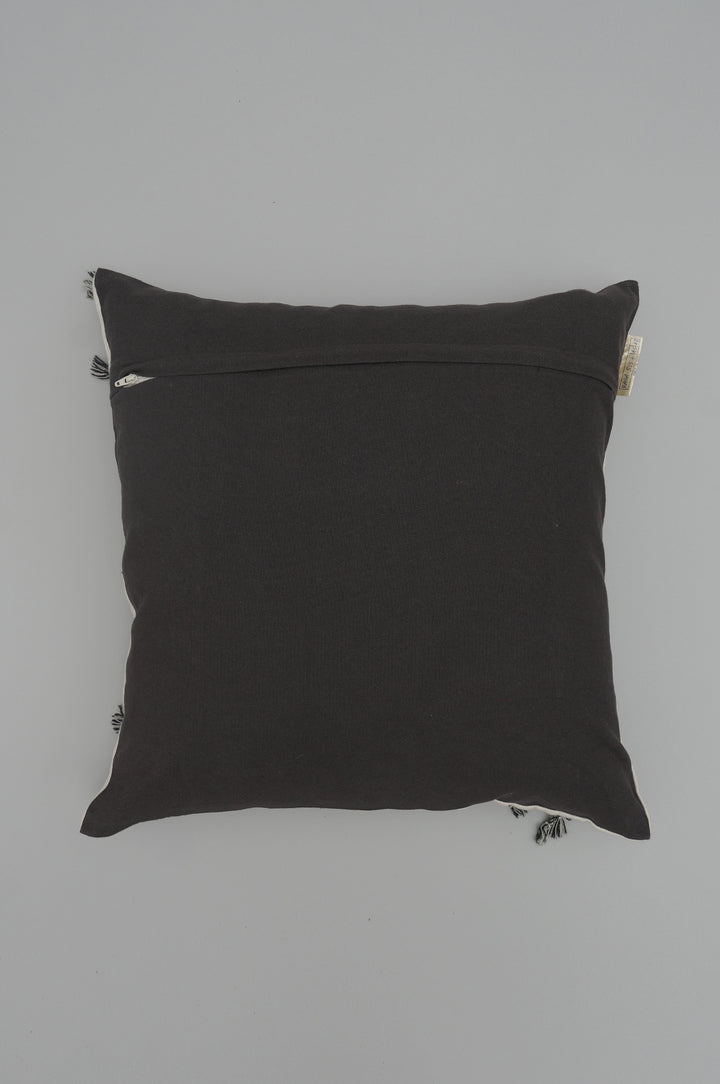 Monochrome Patch Embroidered Cushion Cover