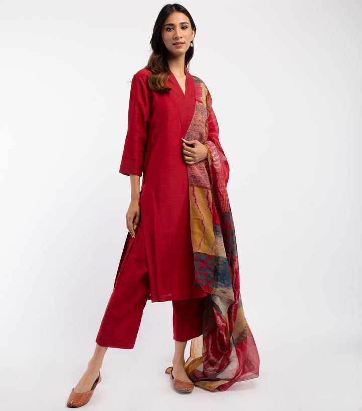 Multi Color Shibori Dye Organza Dupatta