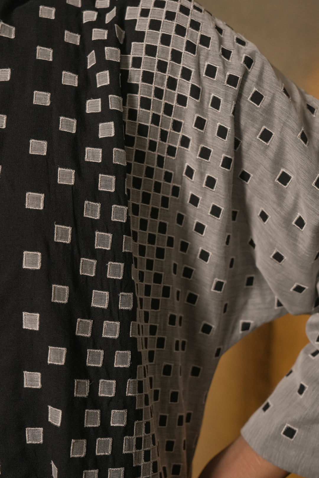 Natural Patch Work Embroidered Chanderi Cape with Cotton Slip