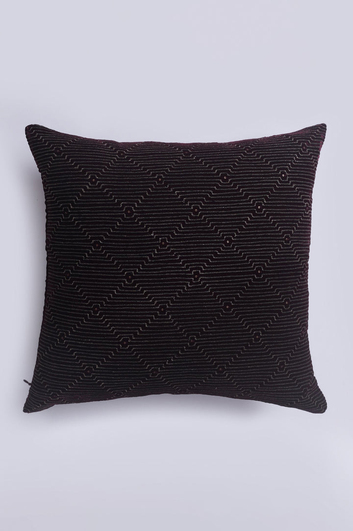 Symmetrical Bliss Wine Velvet Cushion Cover