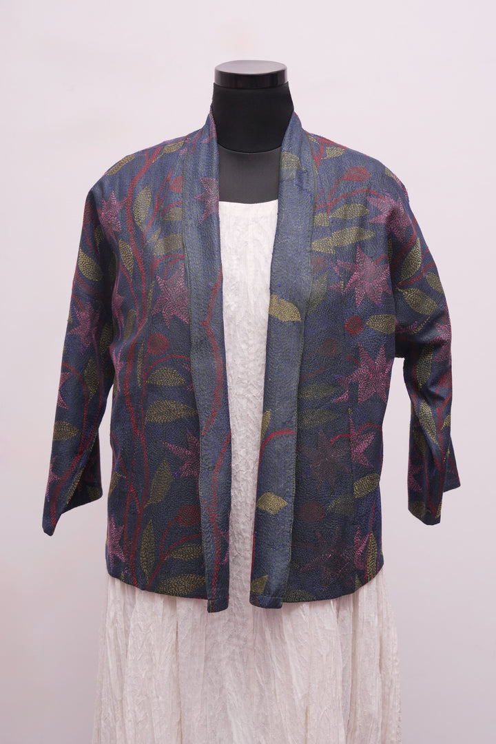 Multicolor Silk Kantha Overlay