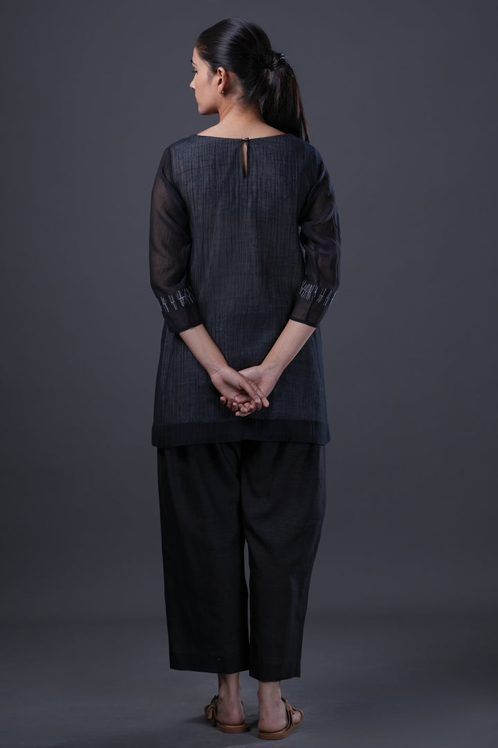 Black Embroidered Chanderi Tunic