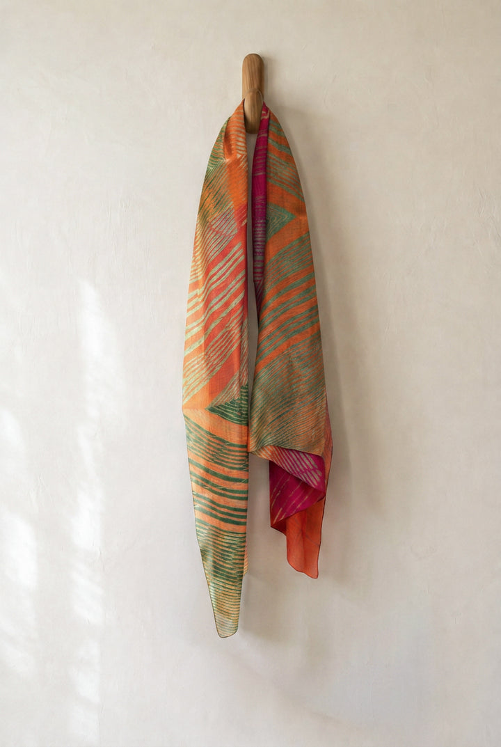 Sunset Shibori Chanderi Dupatta
