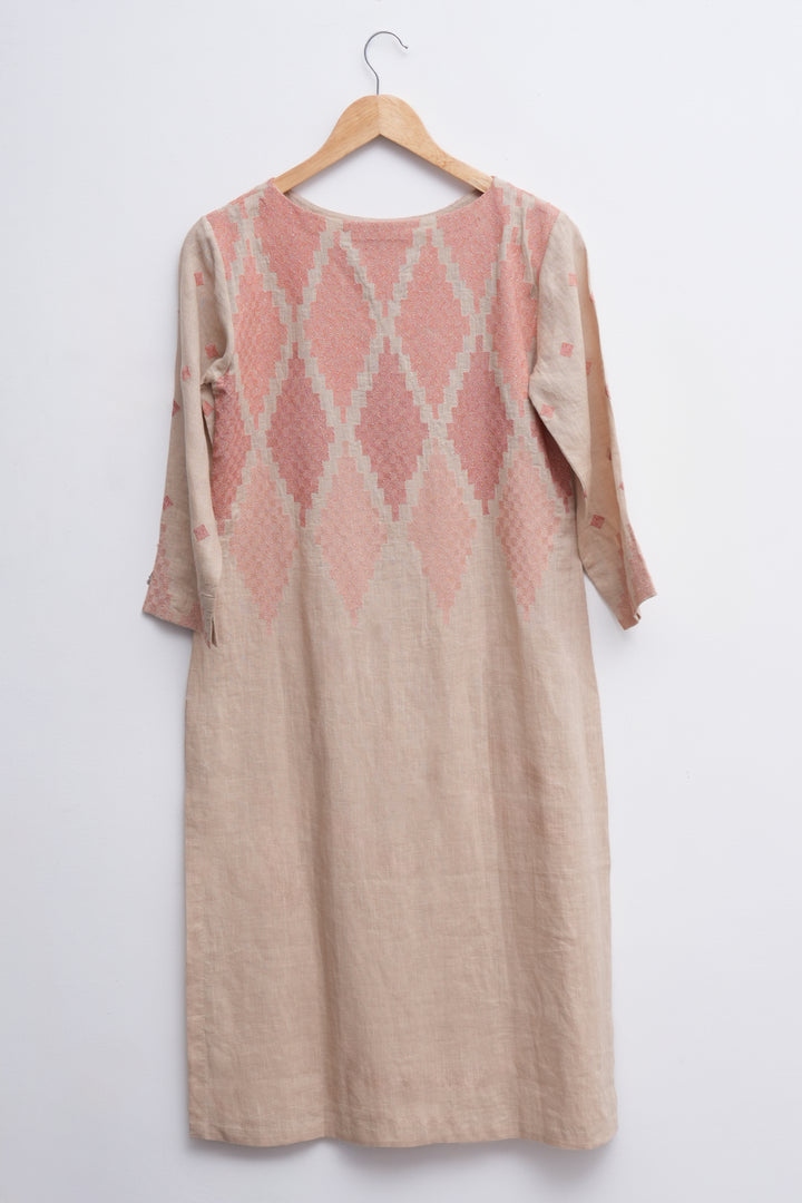 Beige Embroidered Kurta