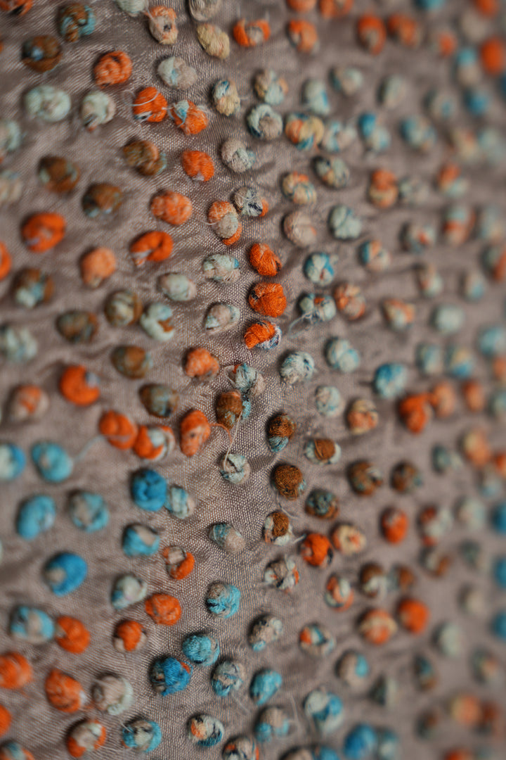 Multi Color French Knot Silk Cushion Cover